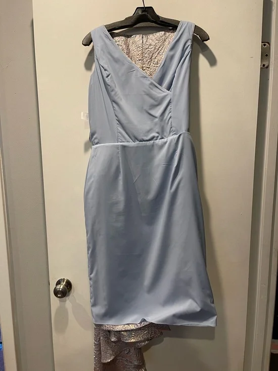Rickie Freeman for Teri Jon Silver Metallic Brocade Cocktail Dress Size 12 EUC - Picture 8 of 9